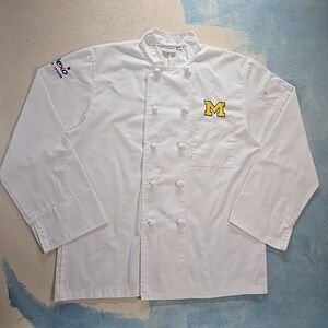 Chef Works White Double‎ Breasted Chef Coat Mens L University of Michigan Sodexo
